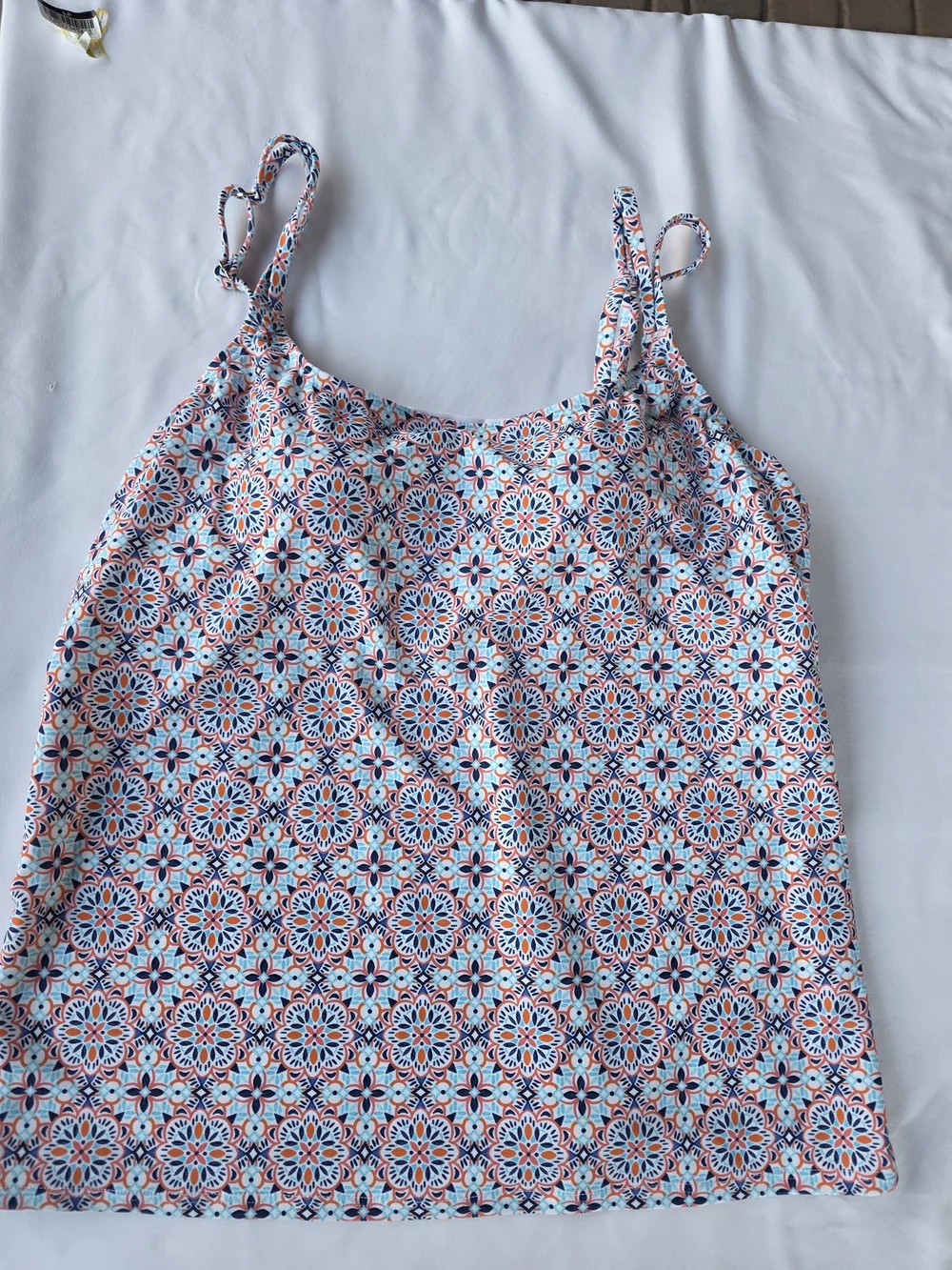 Lands' End Multi-Color Patterned Swimwear Top — White, Orange, Blue